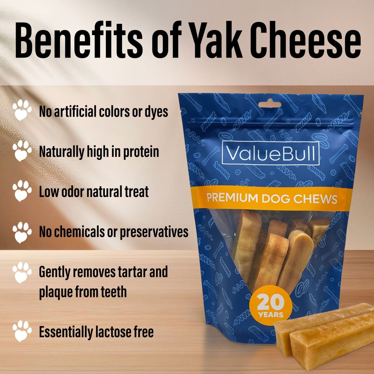 ValueBull Himalayan Yak Cheese Dog Chews, Large, 6 lb Bulk Pack - Large - 6 LB