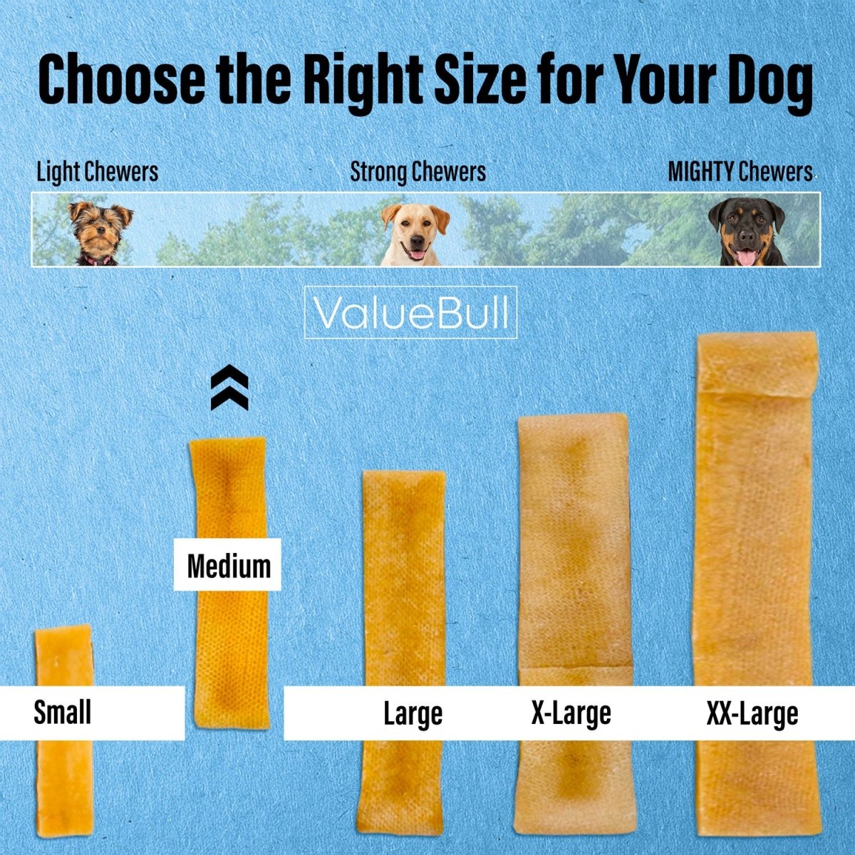 ValueBull Himalayan Yak Cheese Dog Chews, Medium, 50 ct Bulk Pack - Medium - 50 Bars