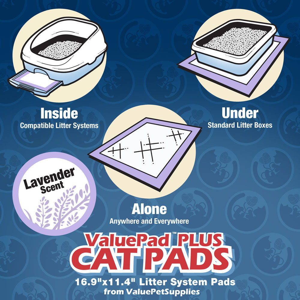 ValuePad Plus Cat Litter Pads, 16.9x11.4 Inch, Lavender Scent, 100 Count - Breeze Compatible Refills