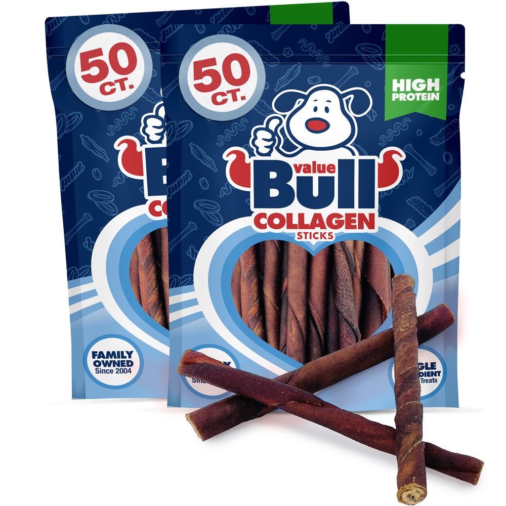 ValueBull USA Collagen Twists for Dogs, Bully Sticks & Rawhide Alternative, 5 Inch, 100 Count BULK PACK